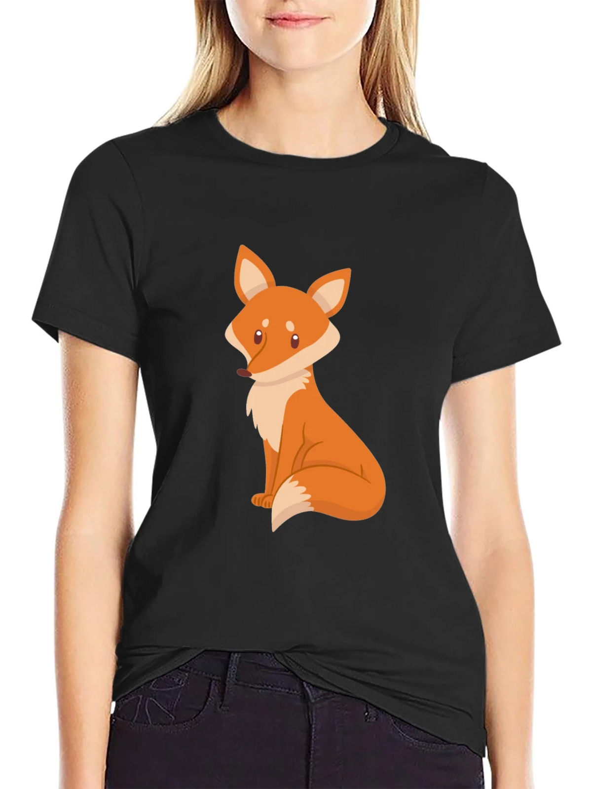 Fox Graphic Black T-Shirt - Cute Animal Design product image 1