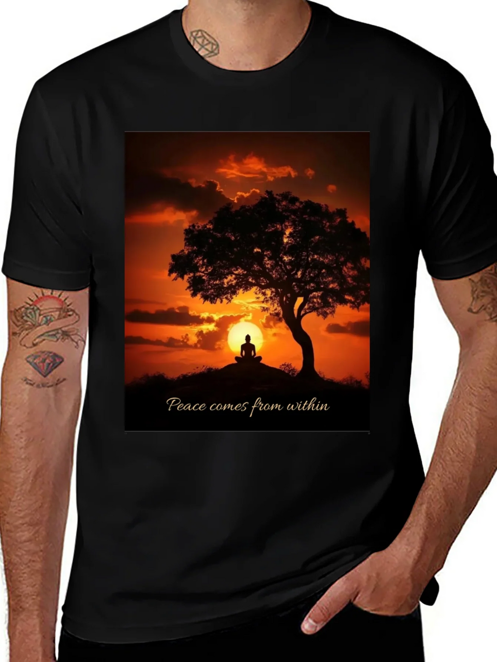 Peace Within Graphic Tee - Sunset Meditation Shirt product image 1