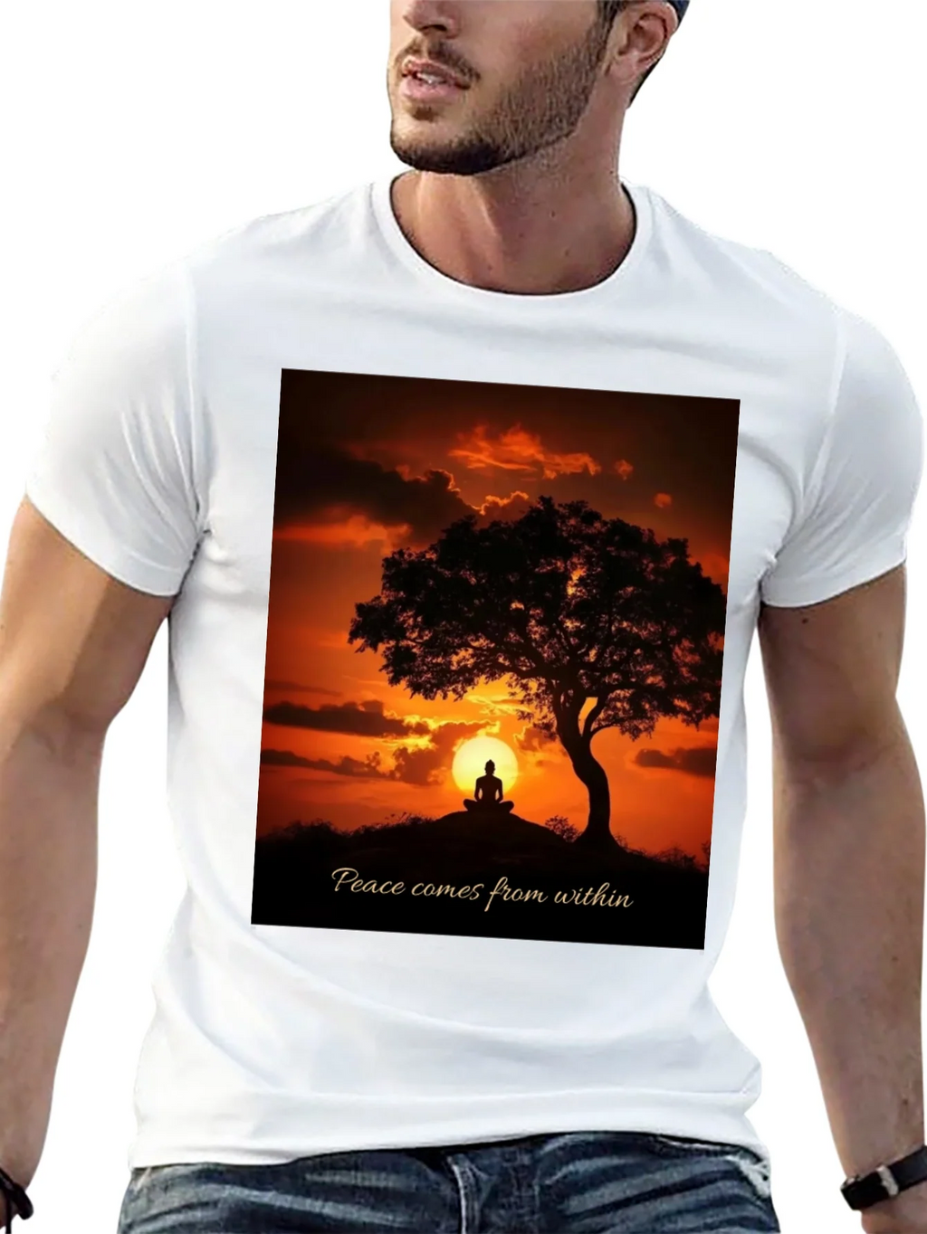 Peace Within Graphic Tee - Sunset Meditation Shirt product image 11