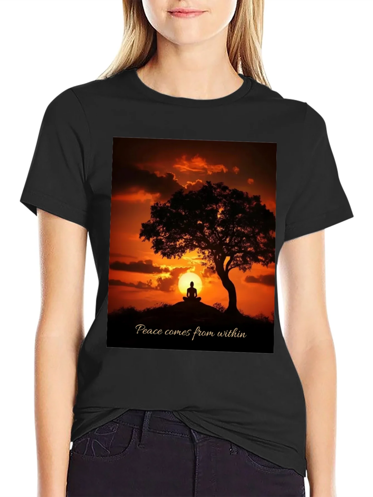 Peace Within Graphic Tee - Sunset Meditation Shirt product image 2