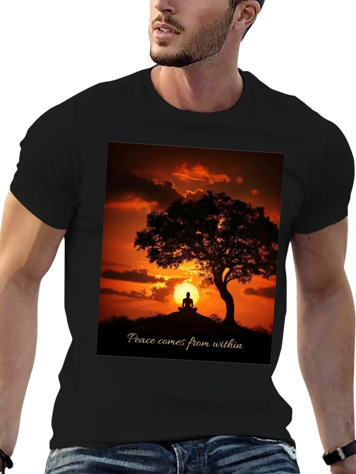 Peace Within Graphic Tee - Sunset Meditation Shirt product image 6