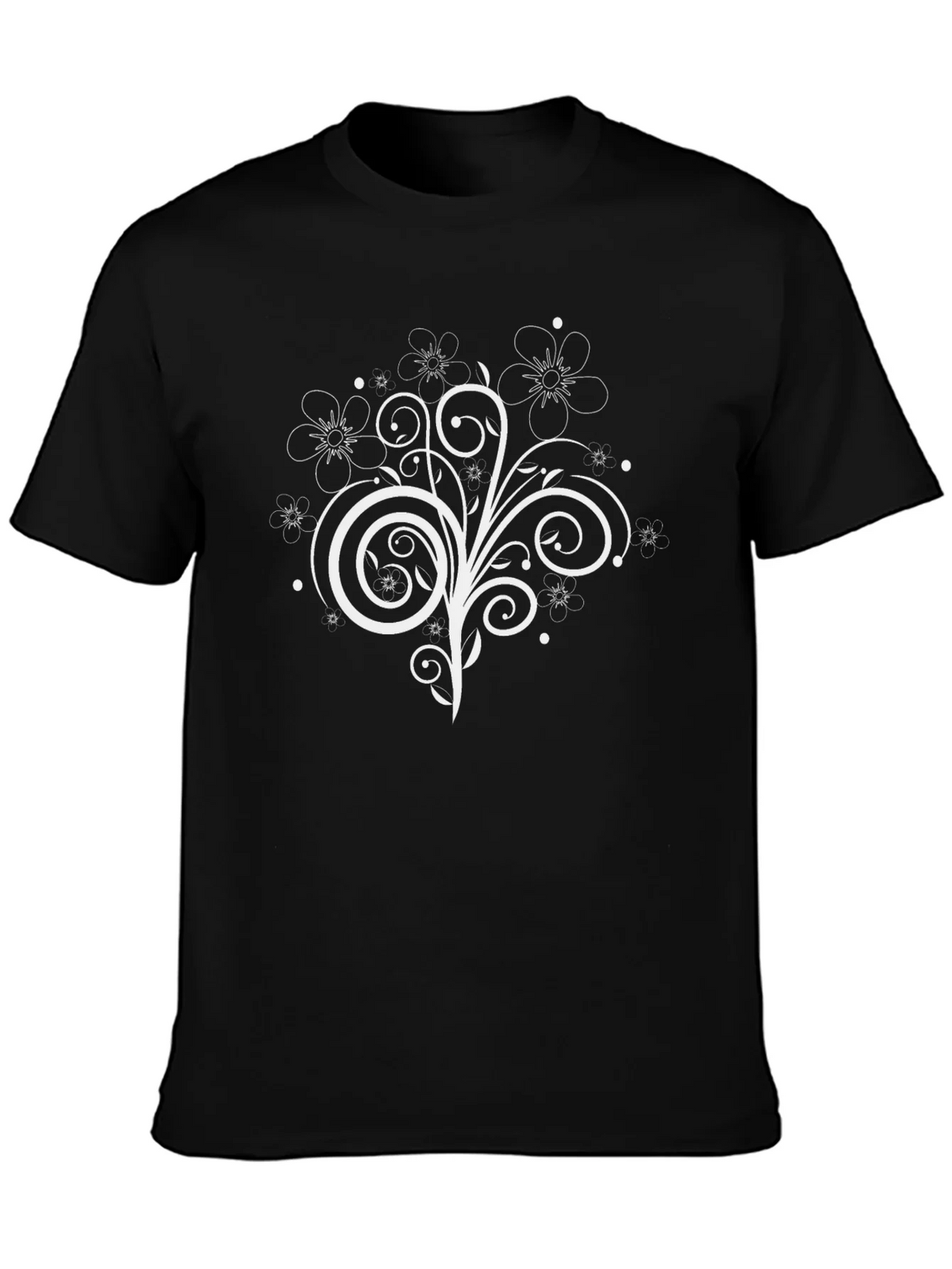 Floral Swirl Graphic Tee - Black Casual Shirt product image 3