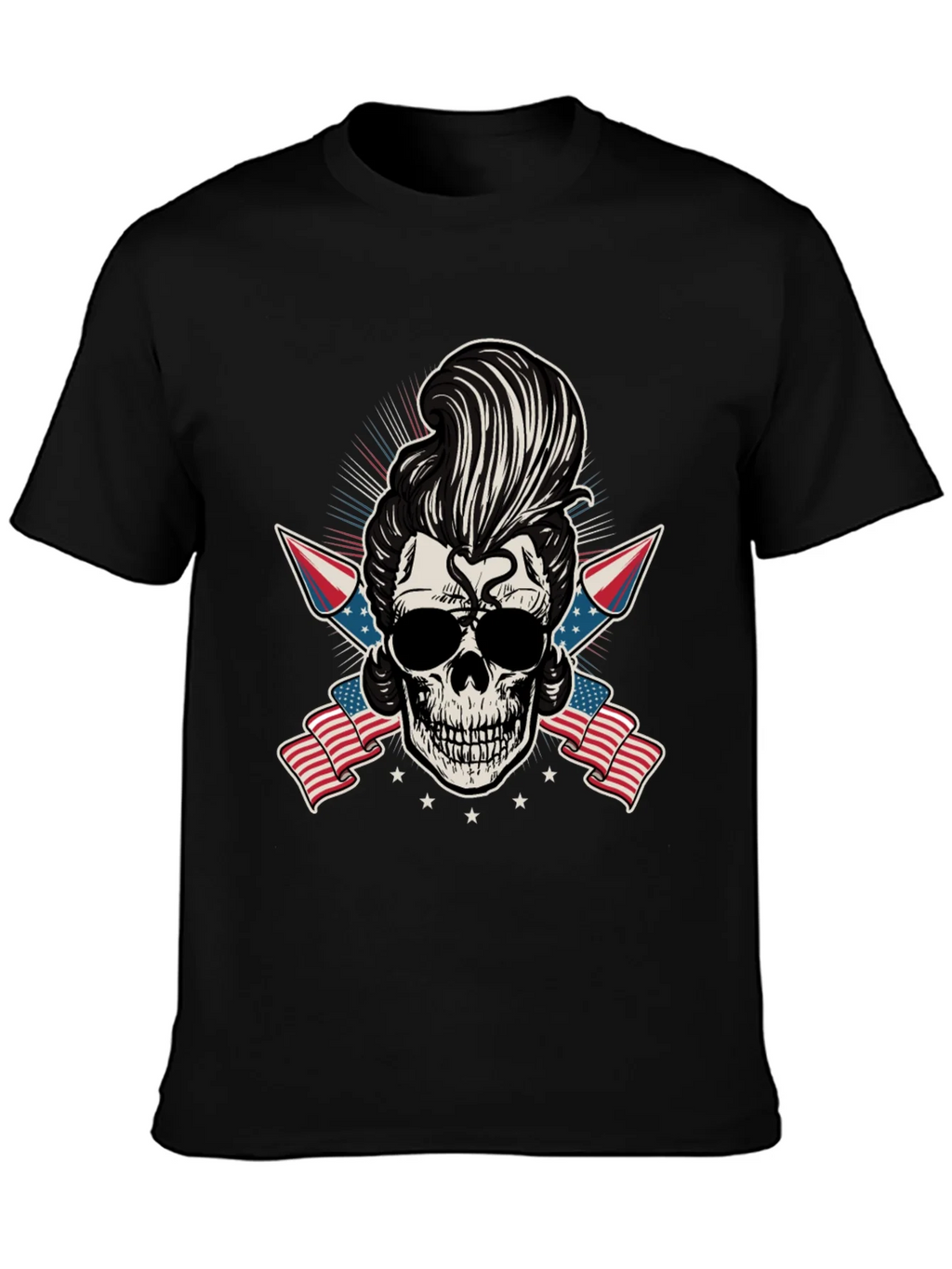 Patriotic Skull T-Shirt: Rockabilly Style product image 3