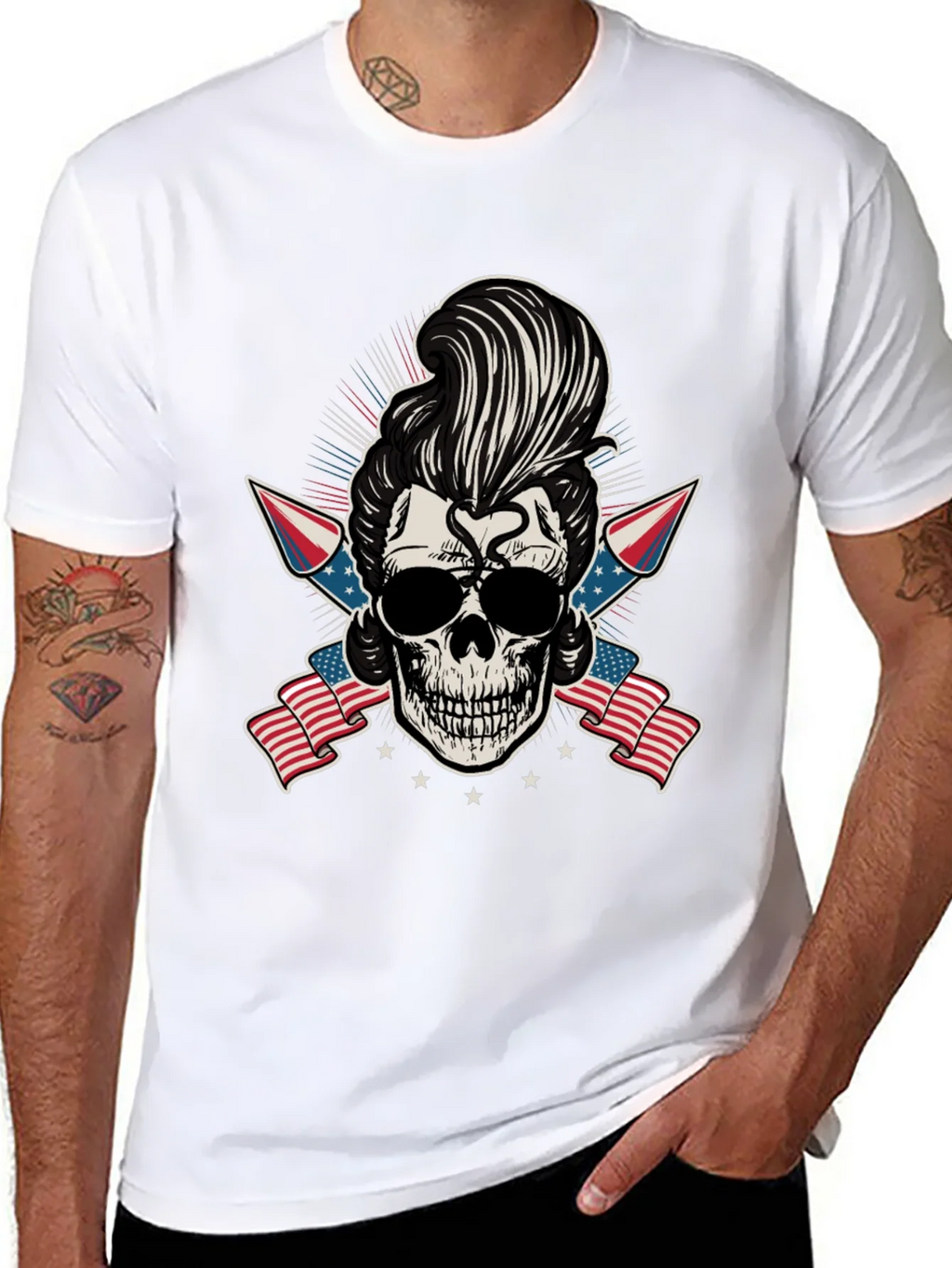 Patriotic Skull T-Shirt: Rockabilly Style product image 7