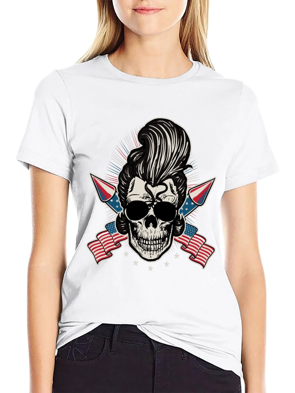 Patriotic Skull T-Shirt: Rockabilly Style product image 8