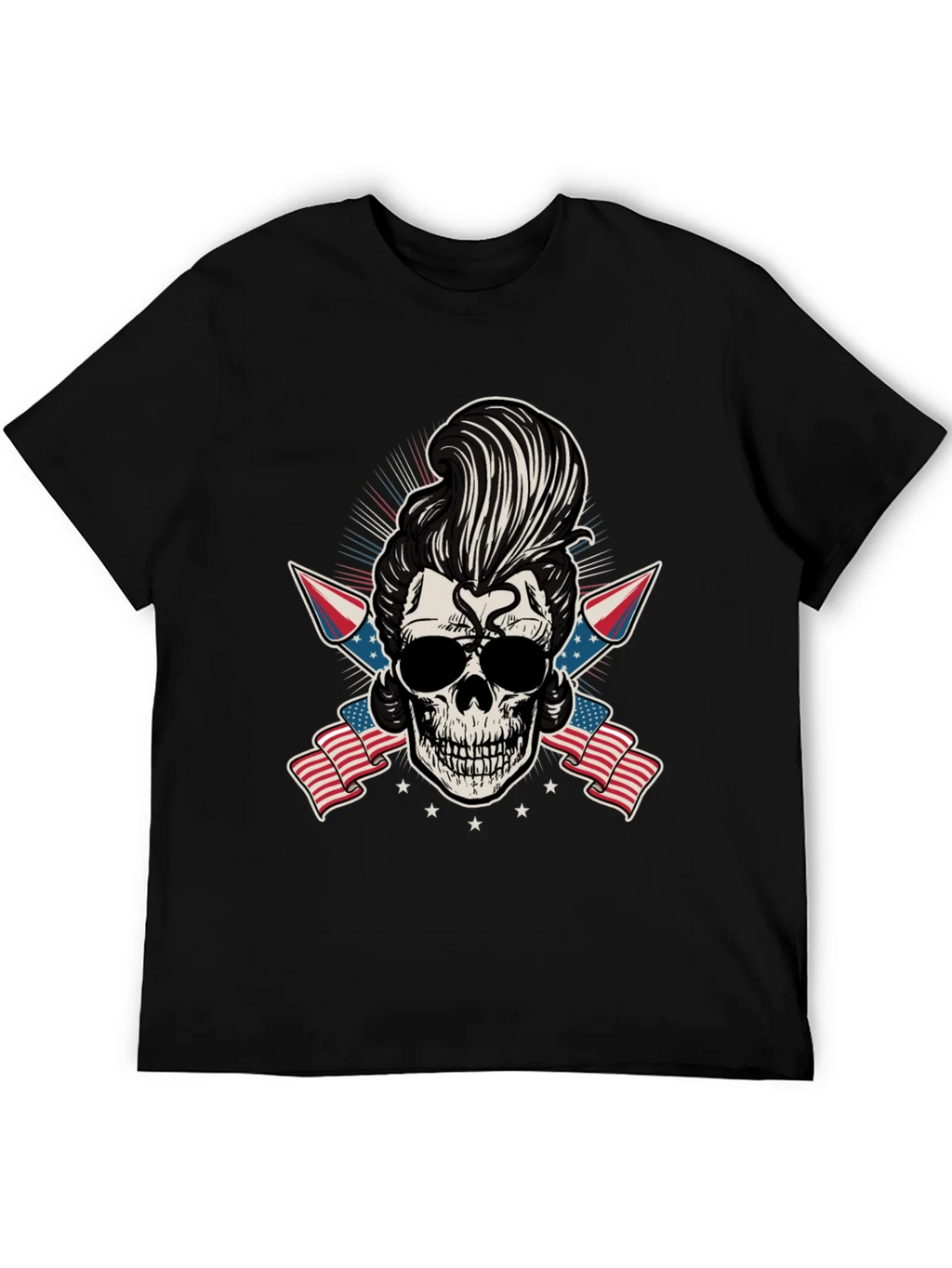 Patriotic Skull T-Shirt: Rockabilly Style product image 5