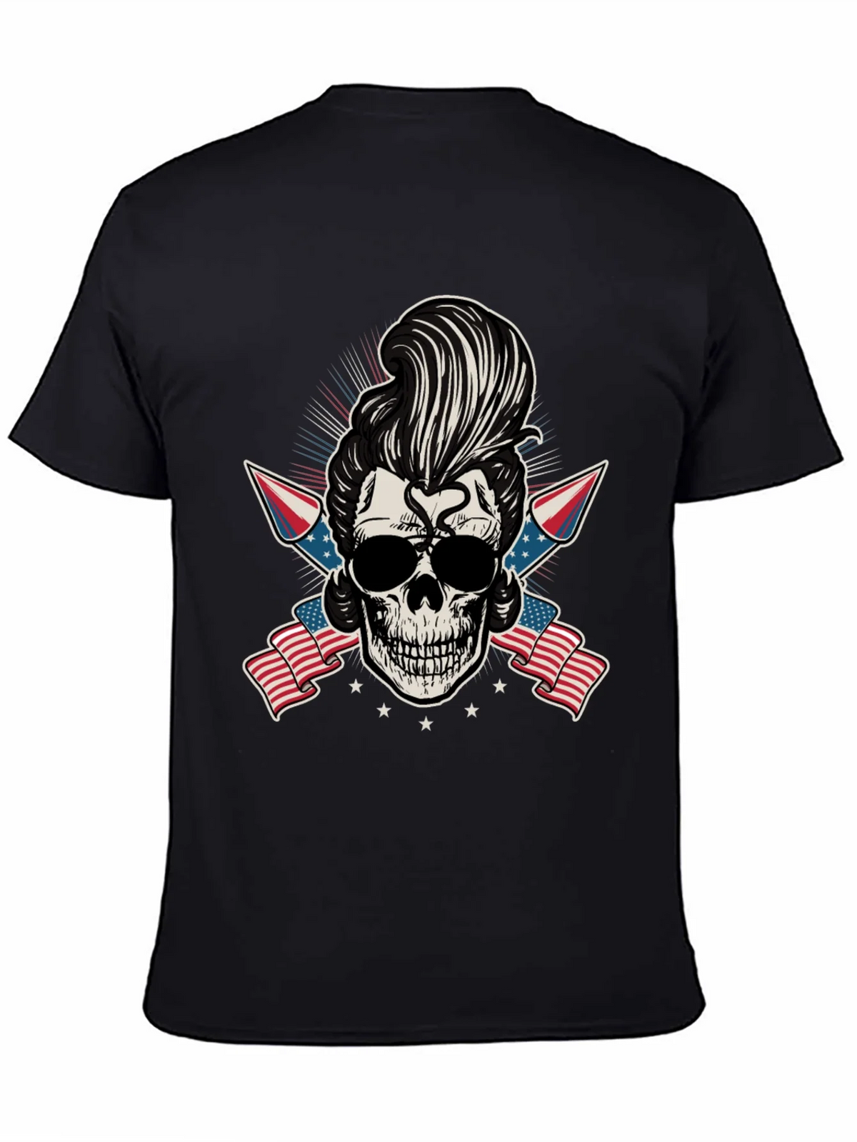 Patriotic Skull T-Shirt: Rockabilly Style product image 4