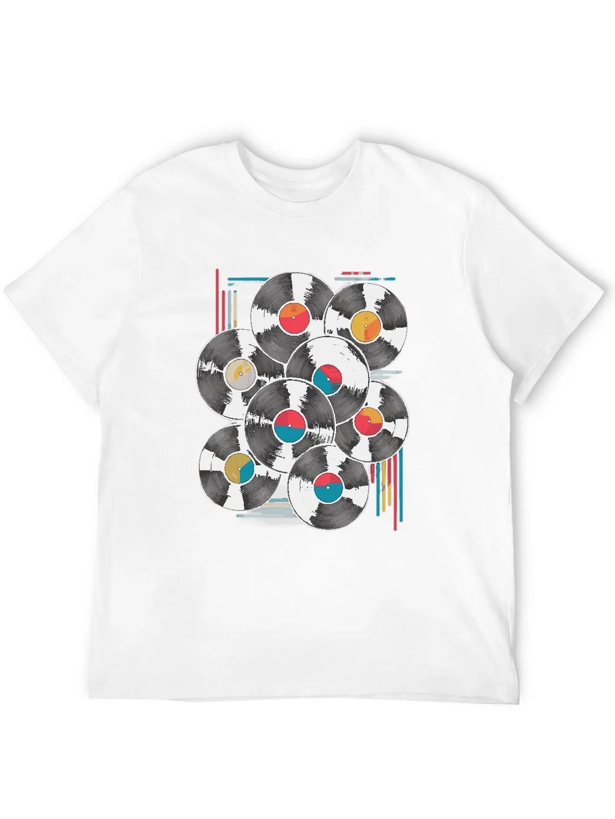 Retro Vinyl Record Graphic Tee - Black Cotton Blend T-Shirt product image 11