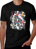 Retro Vinyl Record Graphic Tee - Black Cotton Blend T-Shirt product image 1
