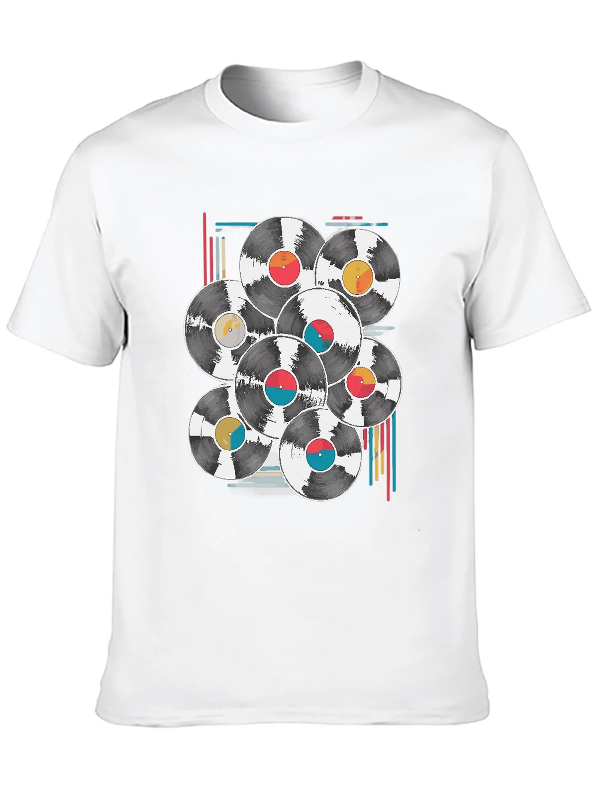 Retro Vinyl Record Graphic Tee - Black Cotton Blend T-Shirt product image 9