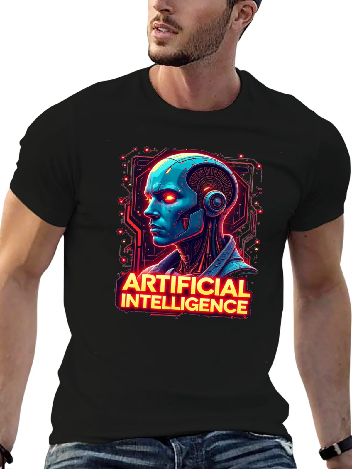 AI Robot Head T-Shirt - Sci-Fi Style product image 4