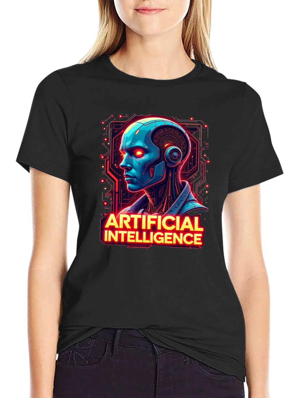 AI Robot Head T-Shirt - Sci-Fi Style product image 2