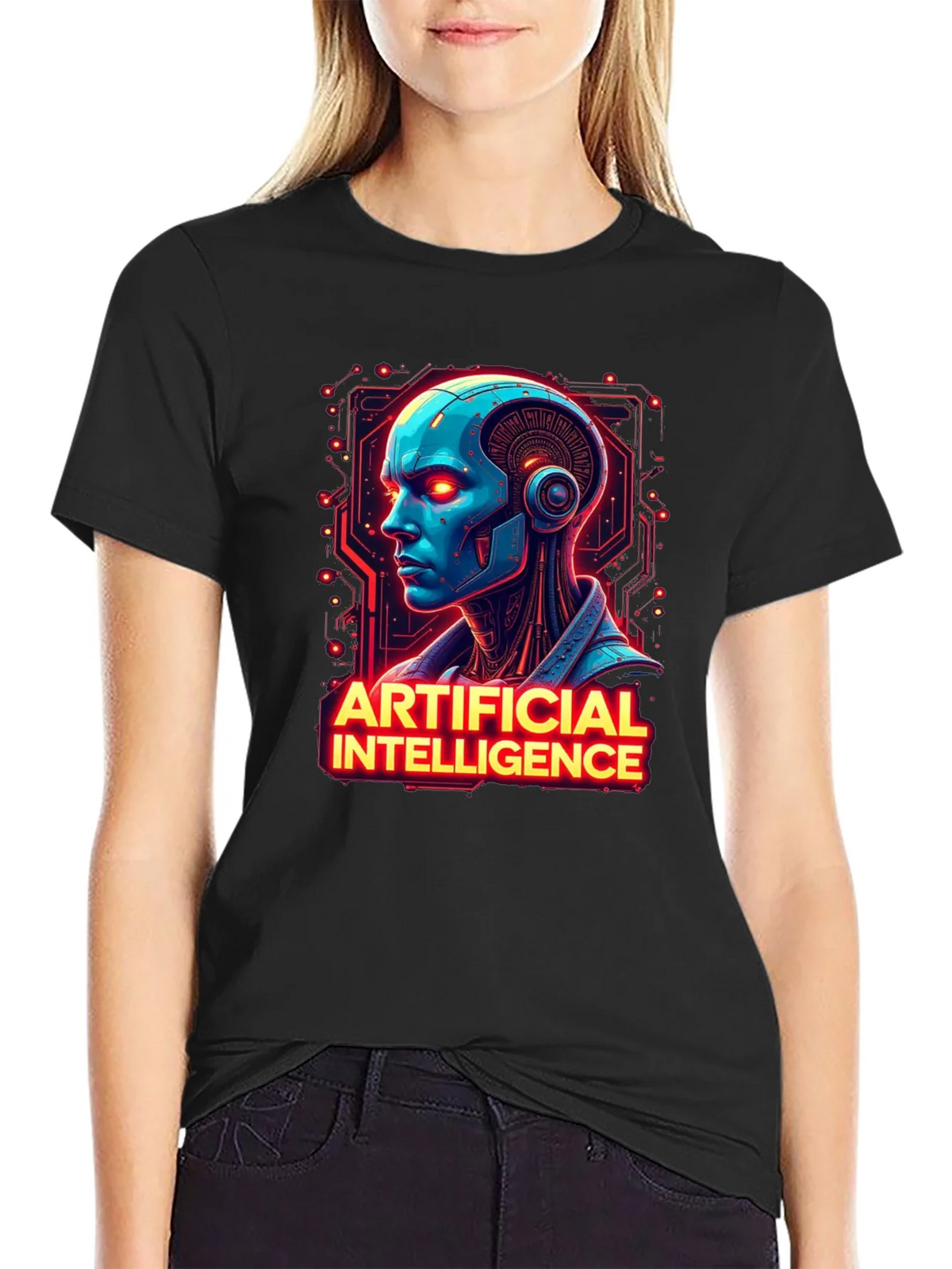 AI Robot Head T-Shirt - Sci-Fi Style product image 2