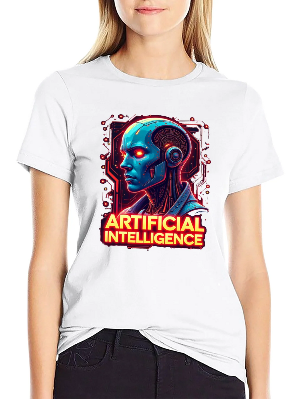 AI Robot Head T-Shirt - Sci-Fi Style product image 6