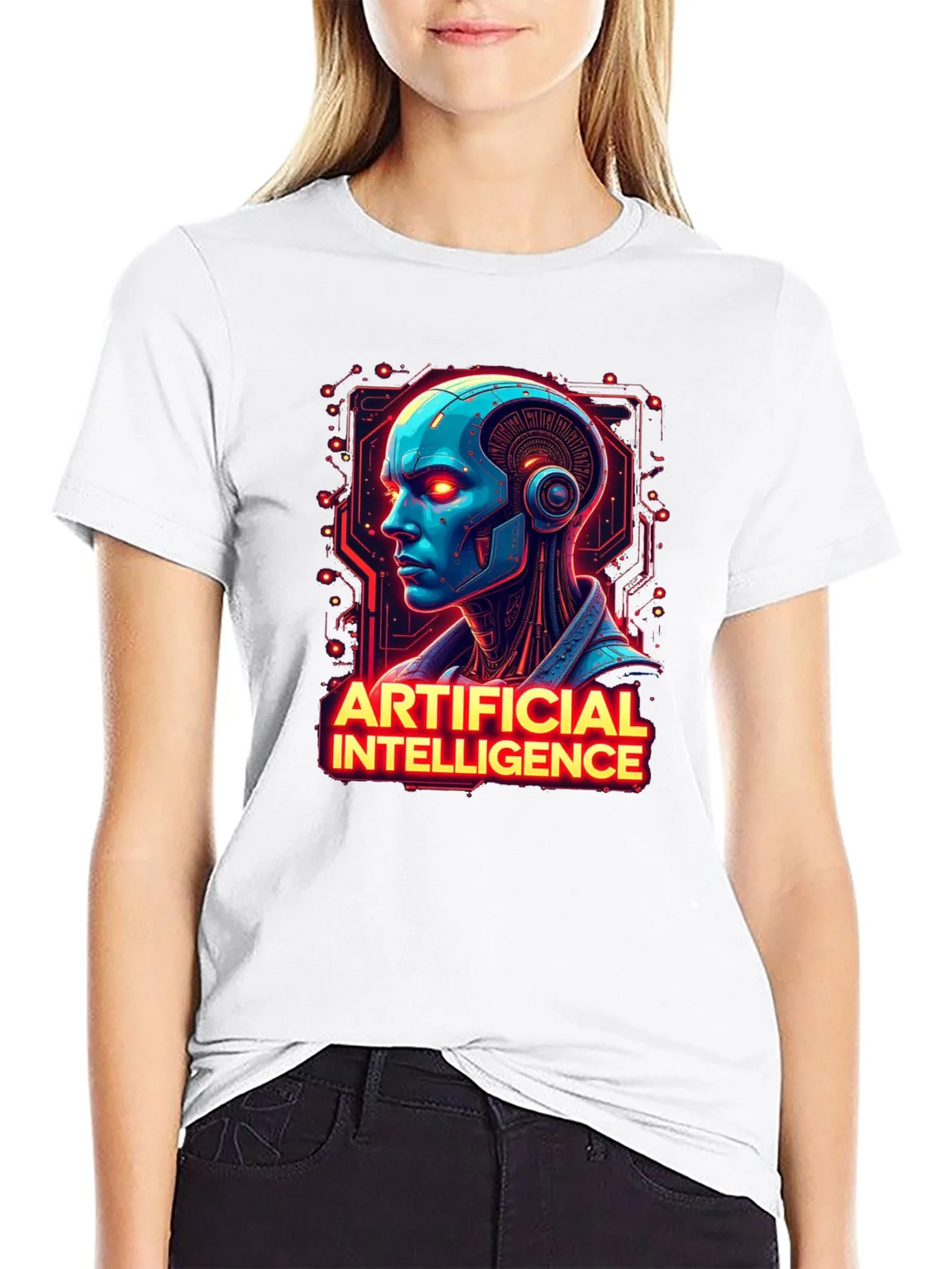 AI Robot Head T-Shirt - Sci-Fi Style product image 6