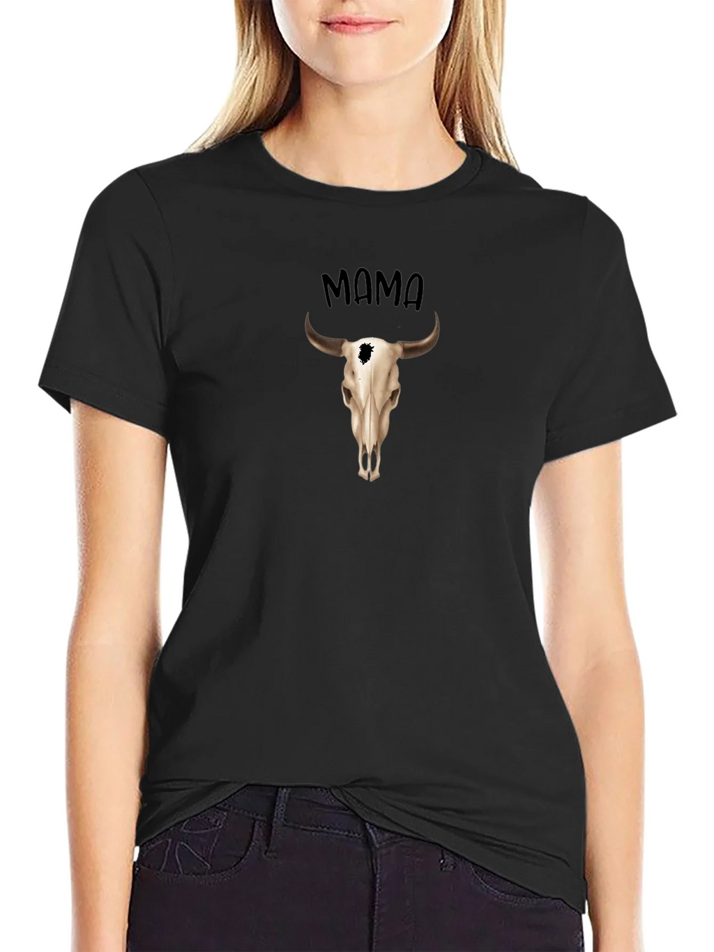 Mama Steer Skull Graphic Tee - Western Style product image 2