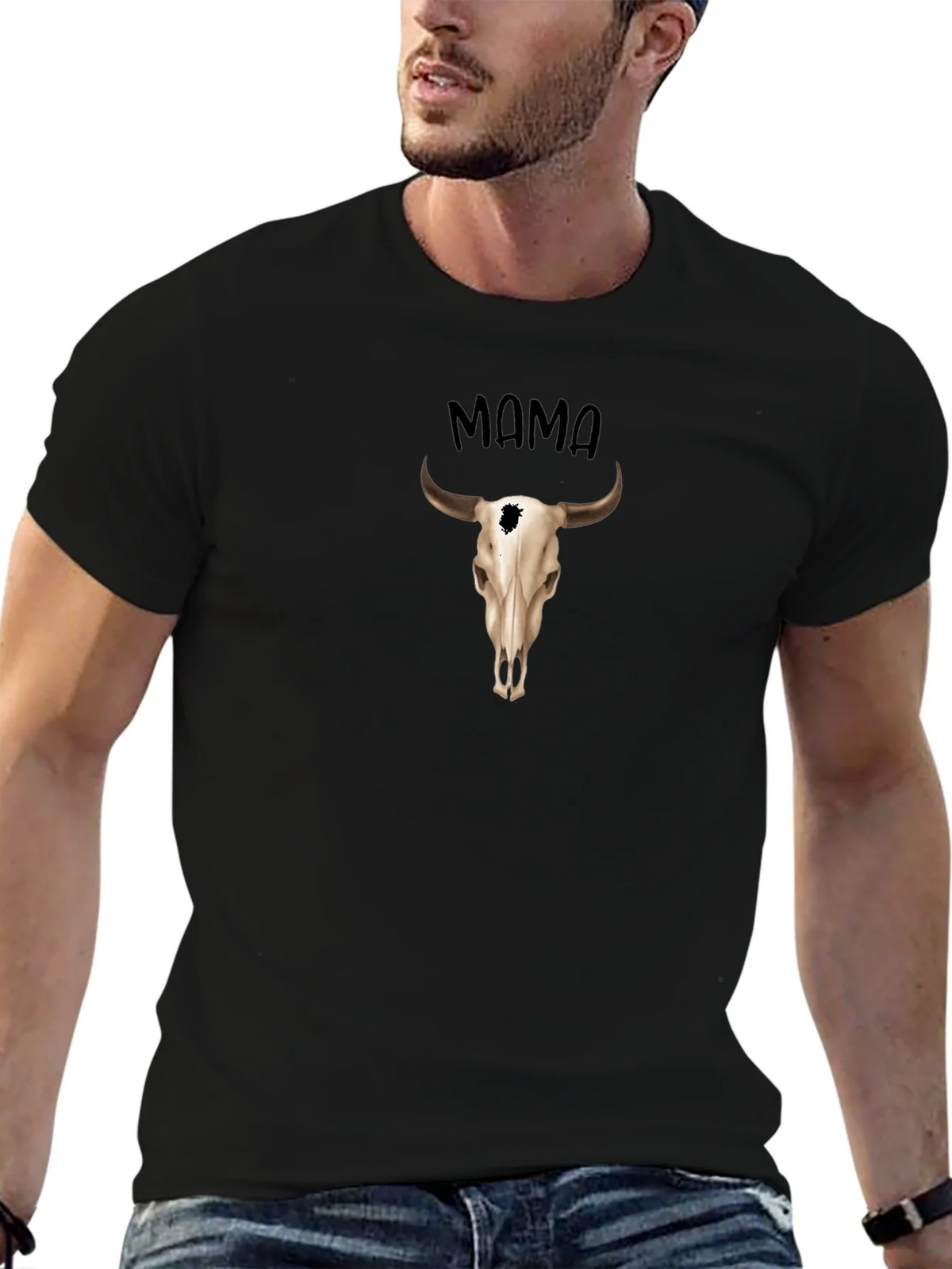 Mama Steer Skull Graphic Tee - Western Style product image 6
