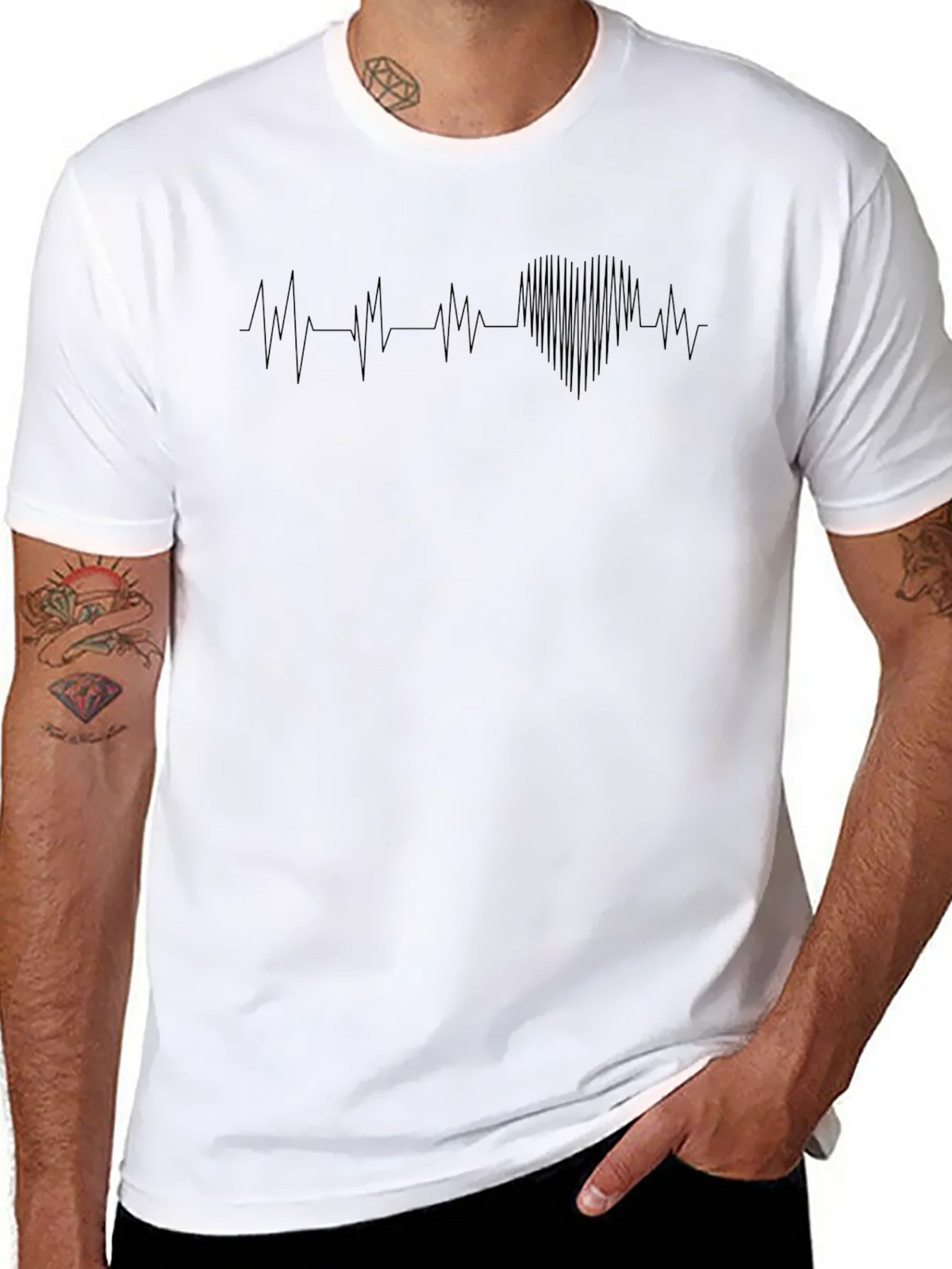 Heartbeat Graphic Tee - Stylish Mens Black T-Shirt product image 7