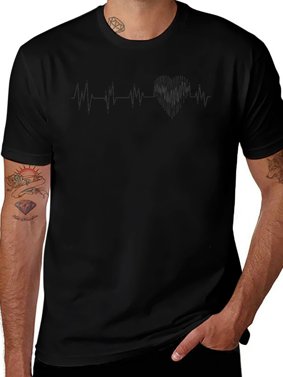 Heartbeat Graphic Tee - Stylish Mens Black T-Shirt product image 1