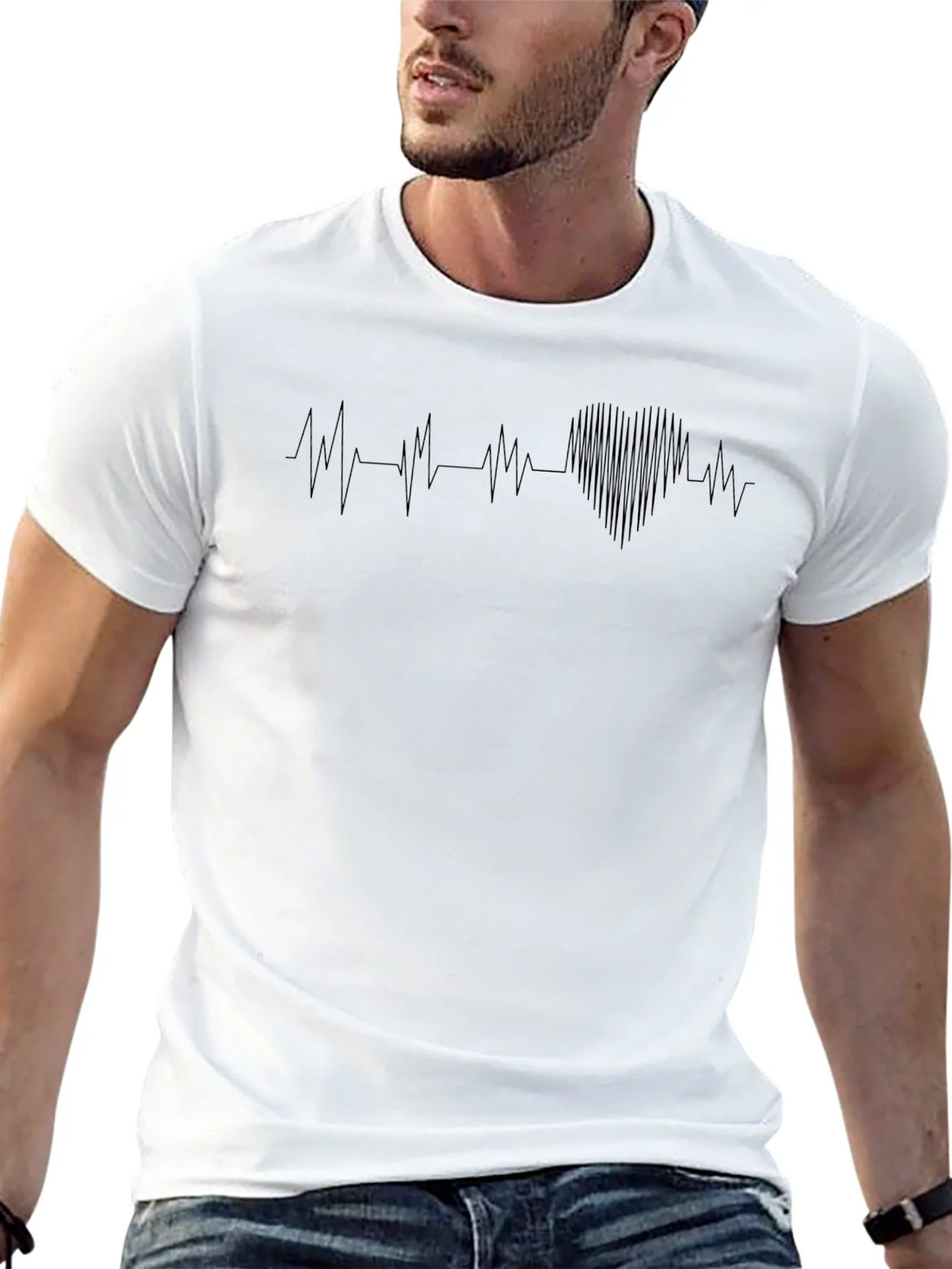 Heartbeat Graphic Tee - Stylish Mens Black T-Shirt product image 12