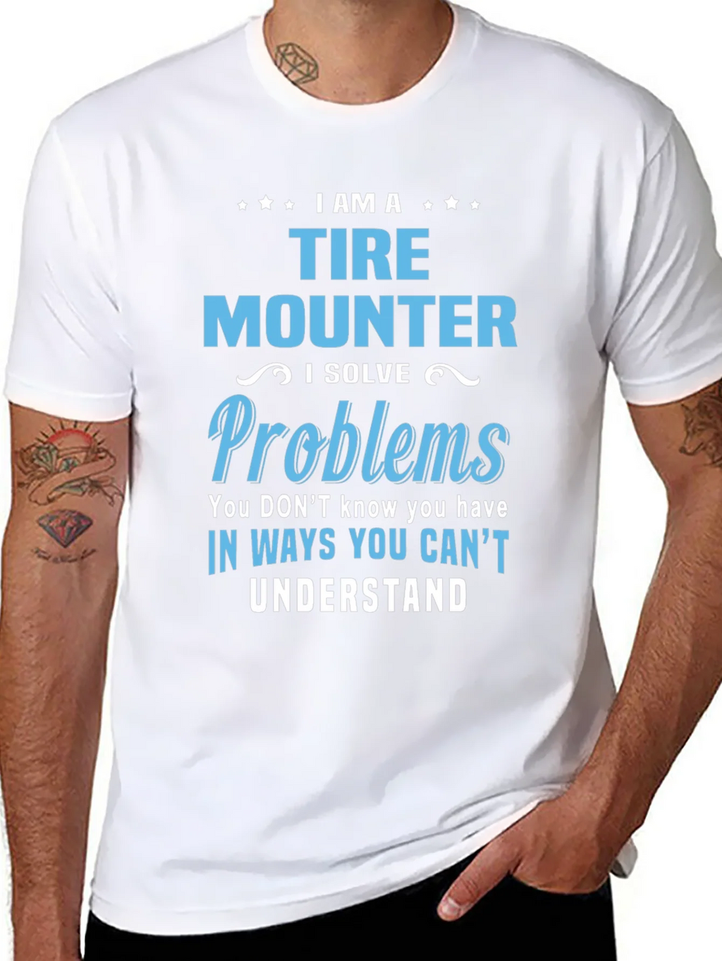 Tire Mounter T-Shirt: I Solve Problems Funny Gift Tee product image 5