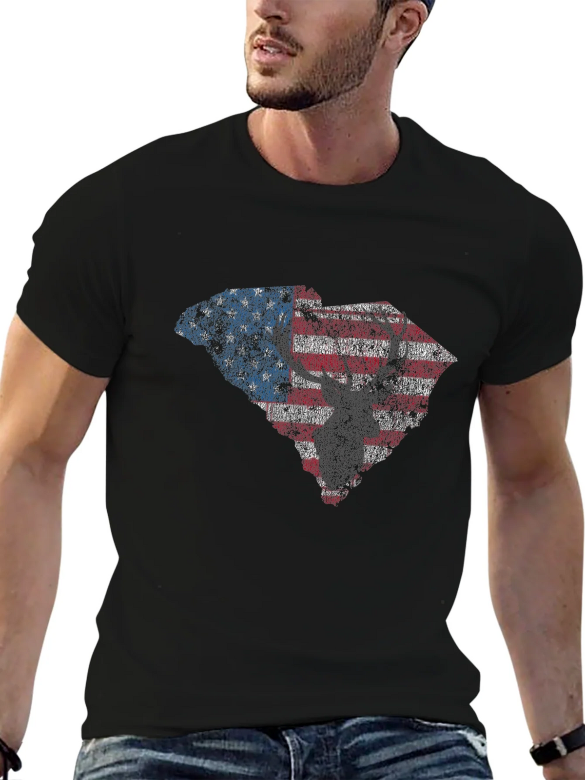American Flag Deer Silhouette Graphic Tee product image 6