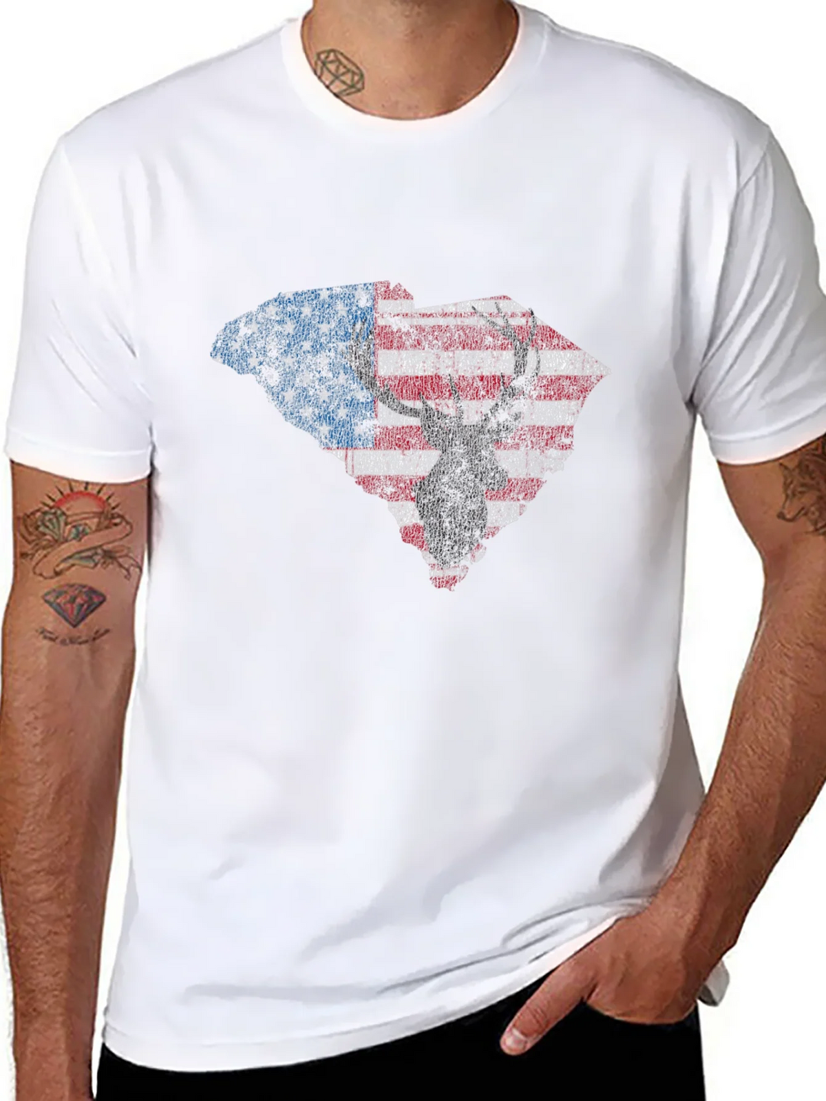 American Flag Deer Silhouette Graphic Tee product image 7