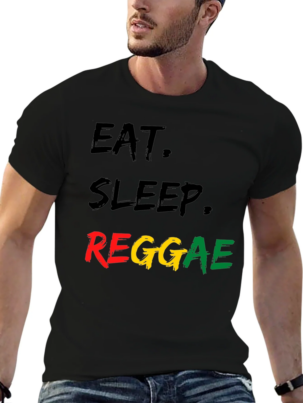 Eat Sleep Reggae Black T-Shirt product image 6