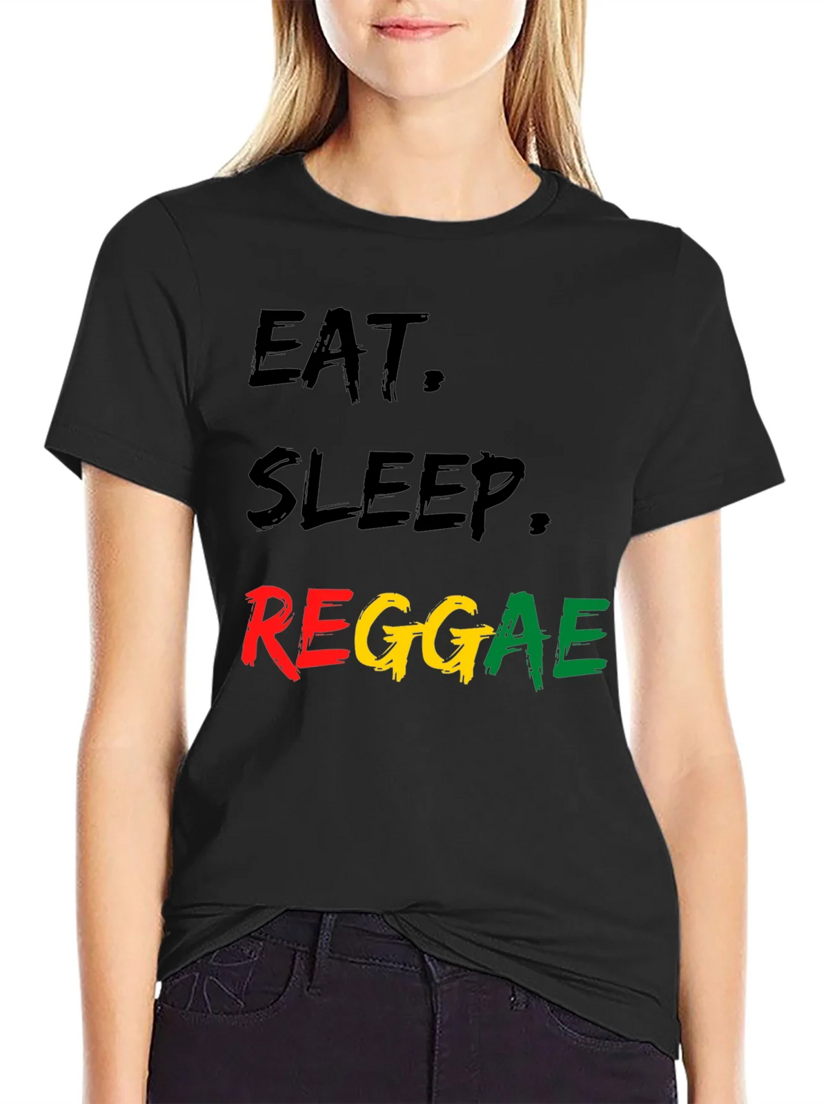 Eat Sleep Reggae Black T-Shirt product image 2