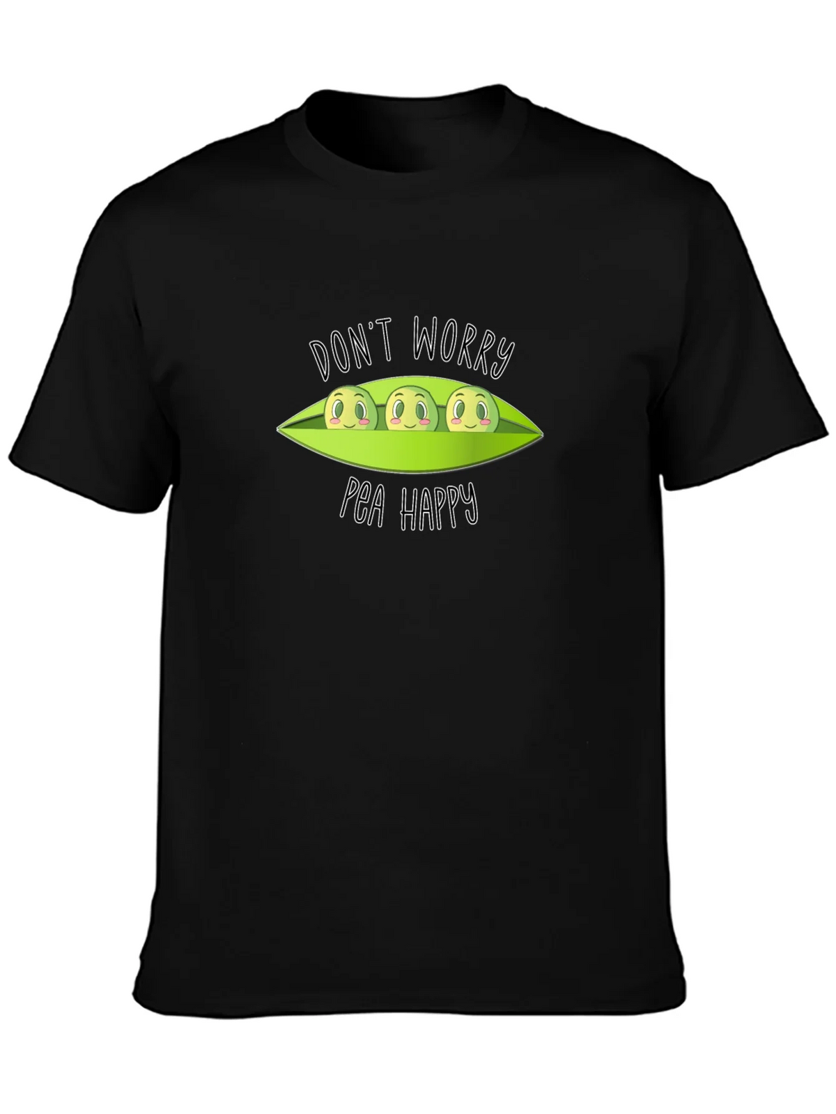 Dont Worry Pea Happy Black T-Shirt product image 3