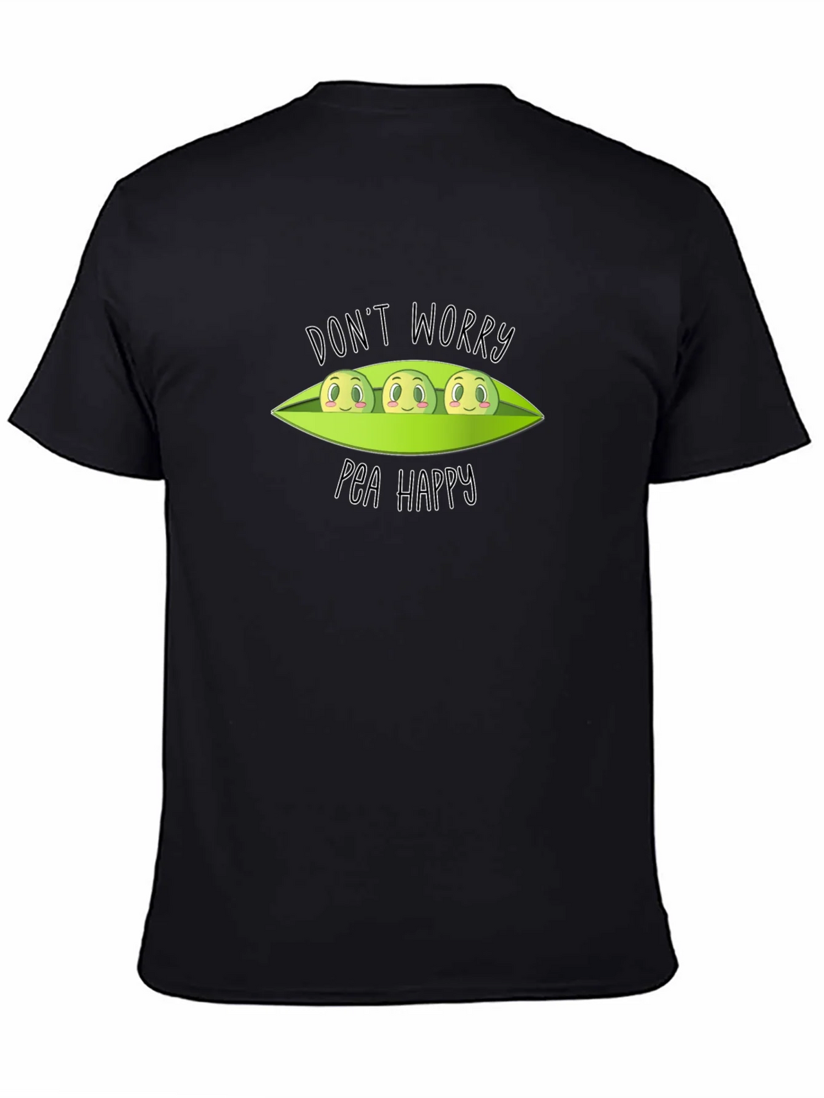 Dont Worry Pea Happy Black T-Shirt product image 4