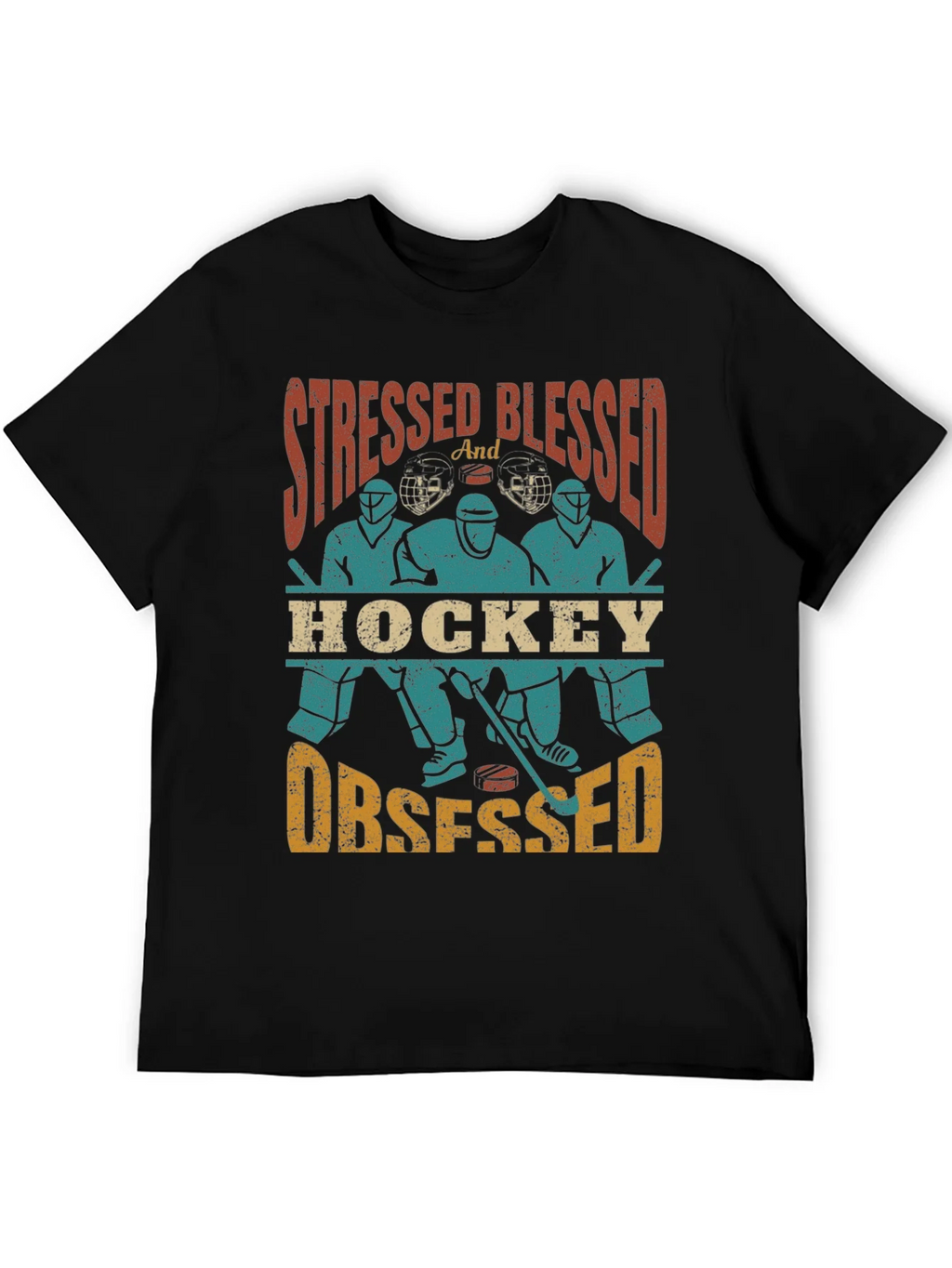 Stressed Blessed Hockey Obsessed T-Shirt product image 5