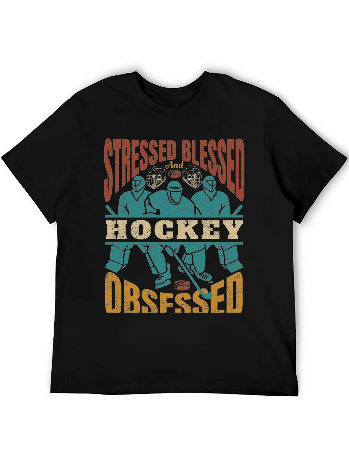 Stressed Blessed Hockey Obsessed T-Shirt product image 5