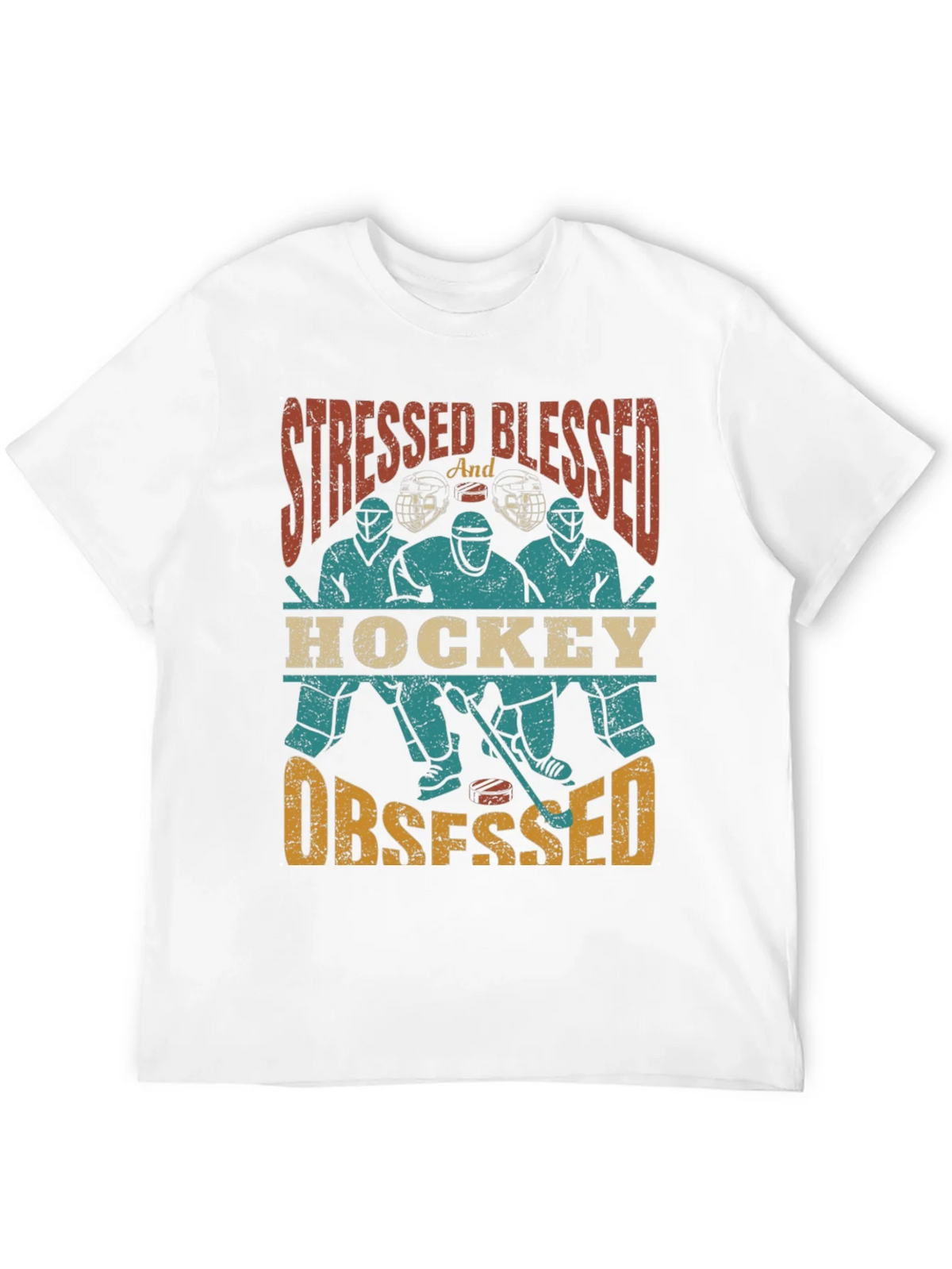Stressed Blessed Hockey Obsessed T-Shirt product image 9