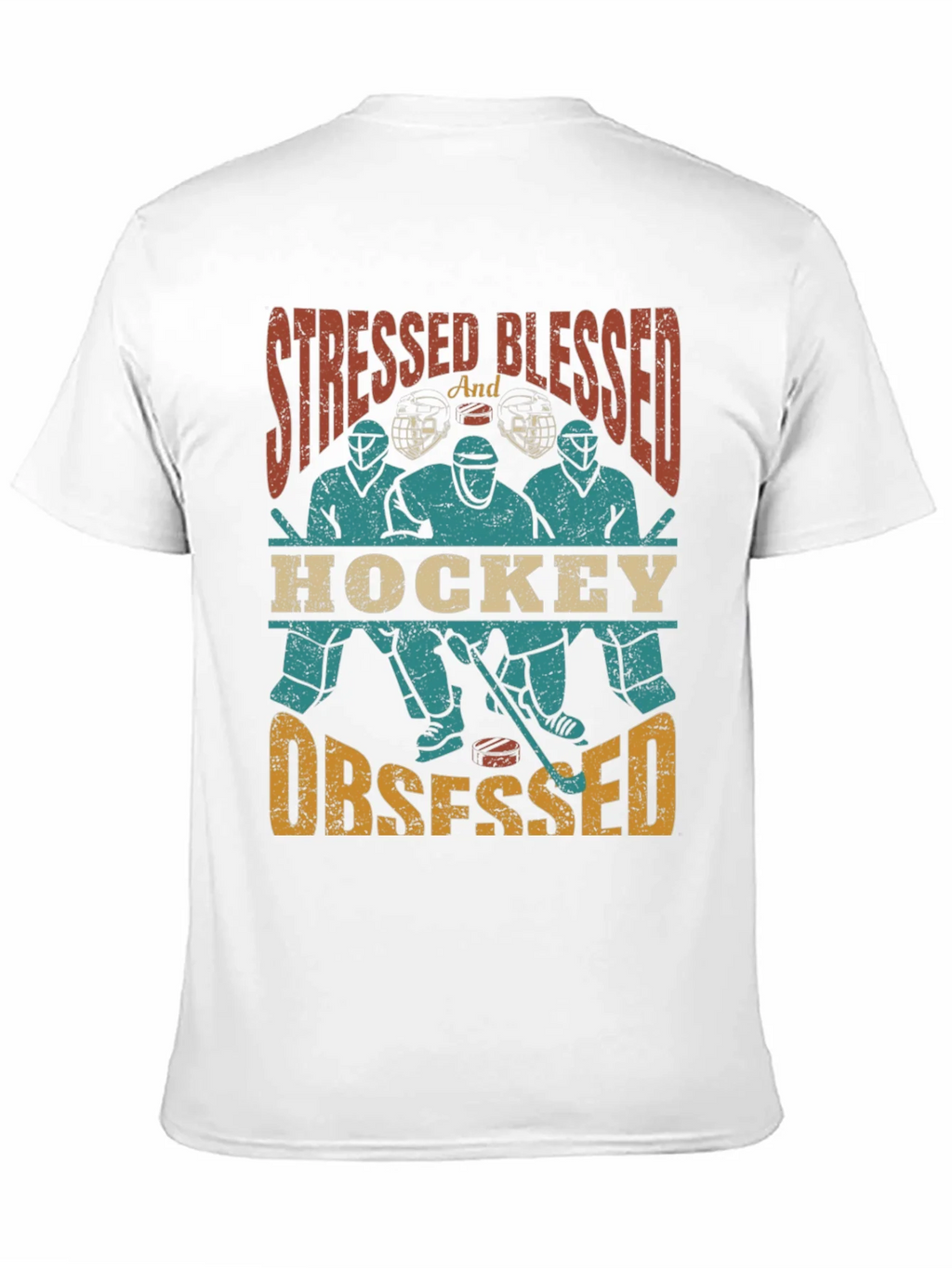 Stressed Blessed Hockey Obsessed T-Shirt product image 8