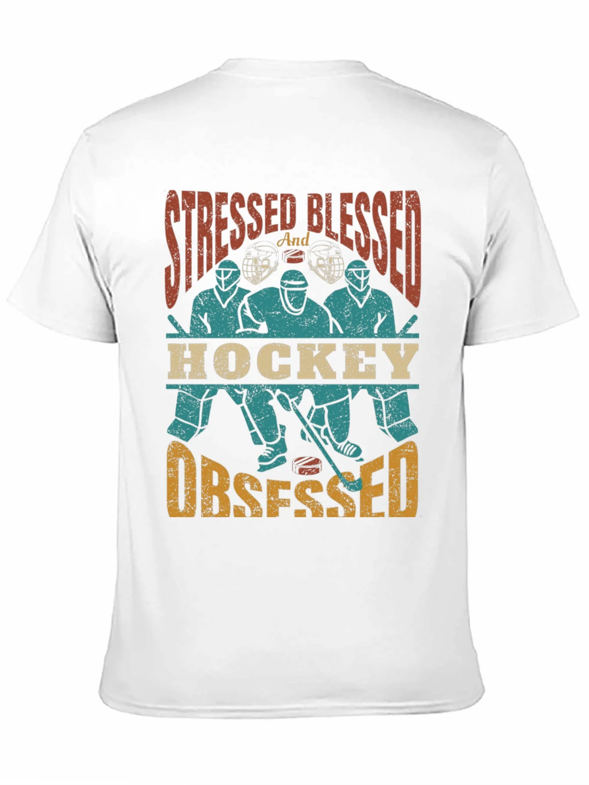Stressed Blessed Hockey Obsessed T-Shirt product image 8
