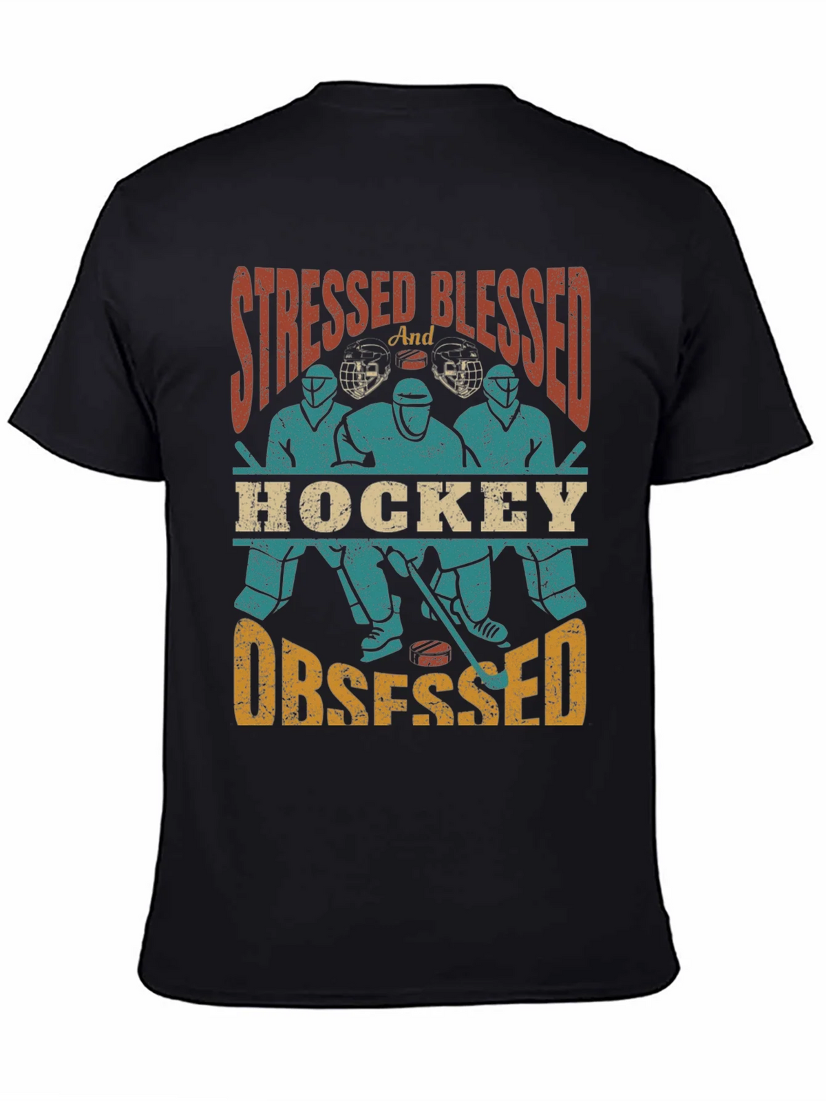 Stressed Blessed Hockey Obsessed T-Shirt product image 4