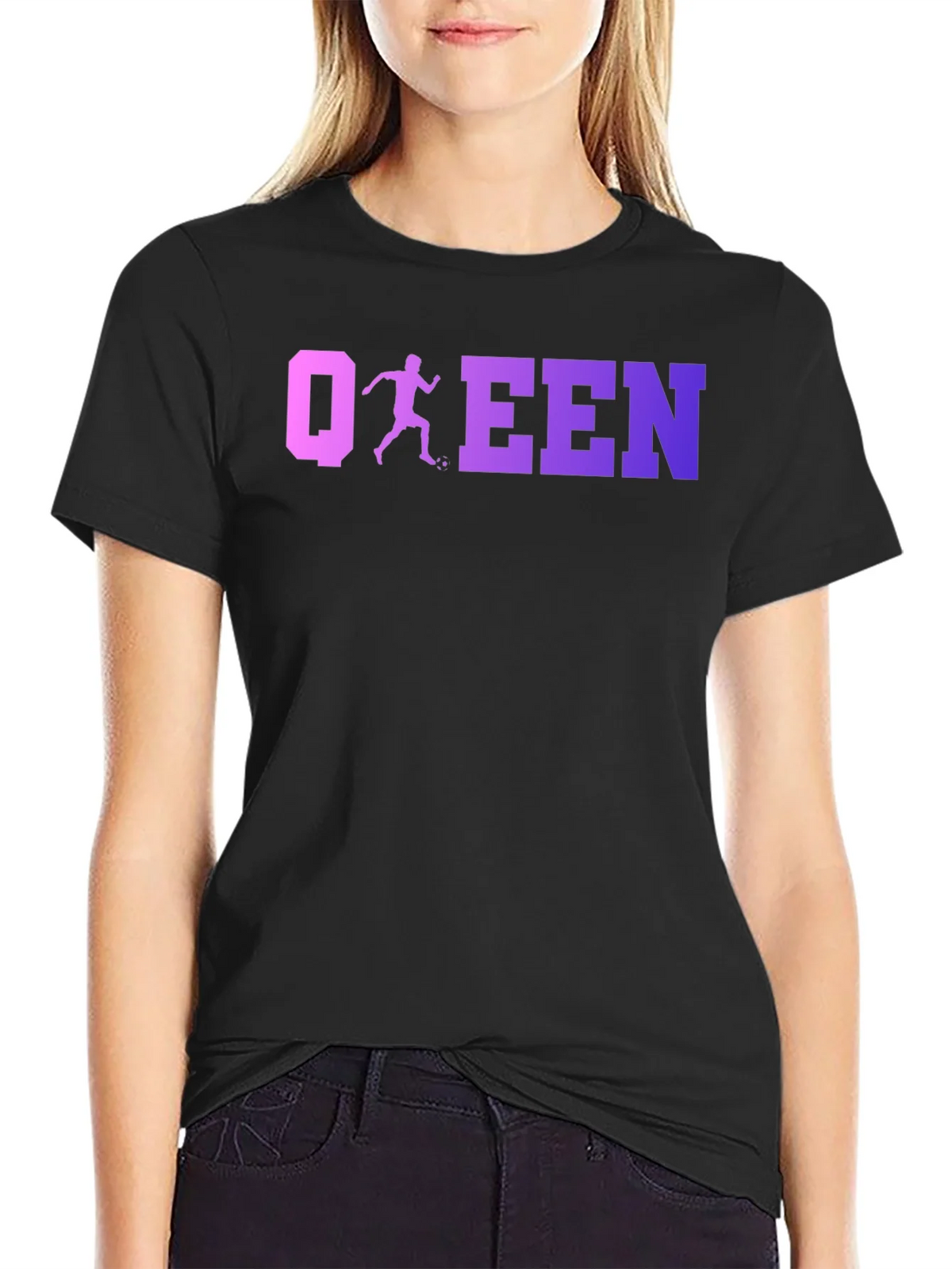 Soccer Queen Black T-Shirt product image 2