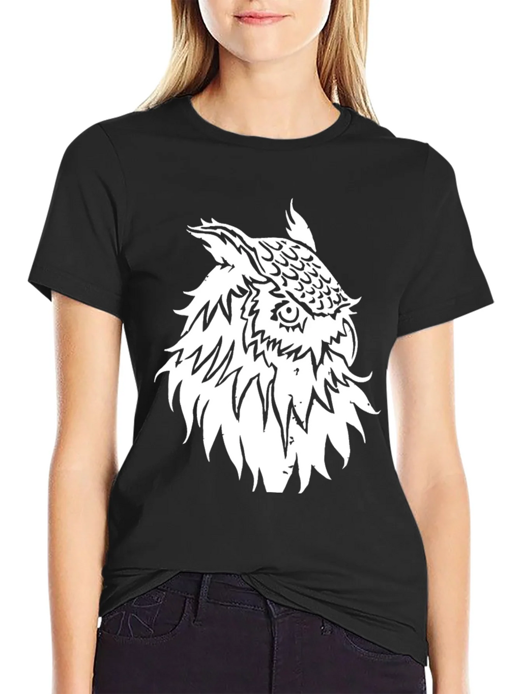 Cool Owl Graphic Black T-Shirt product image 2