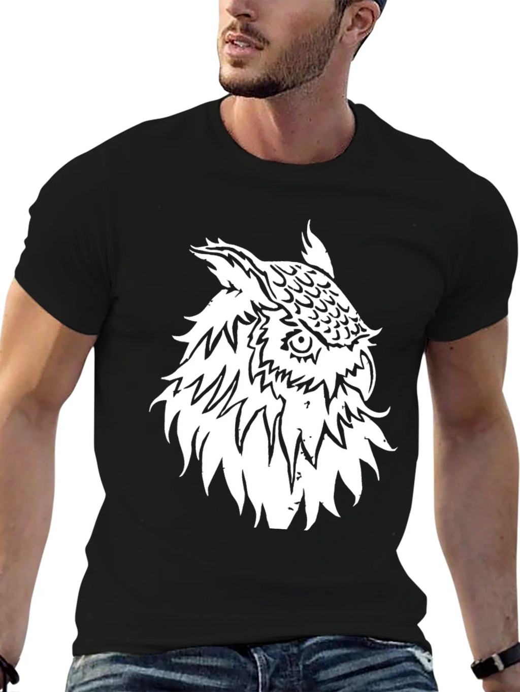 Cool Owl Graphic Black T-Shirt product image 6