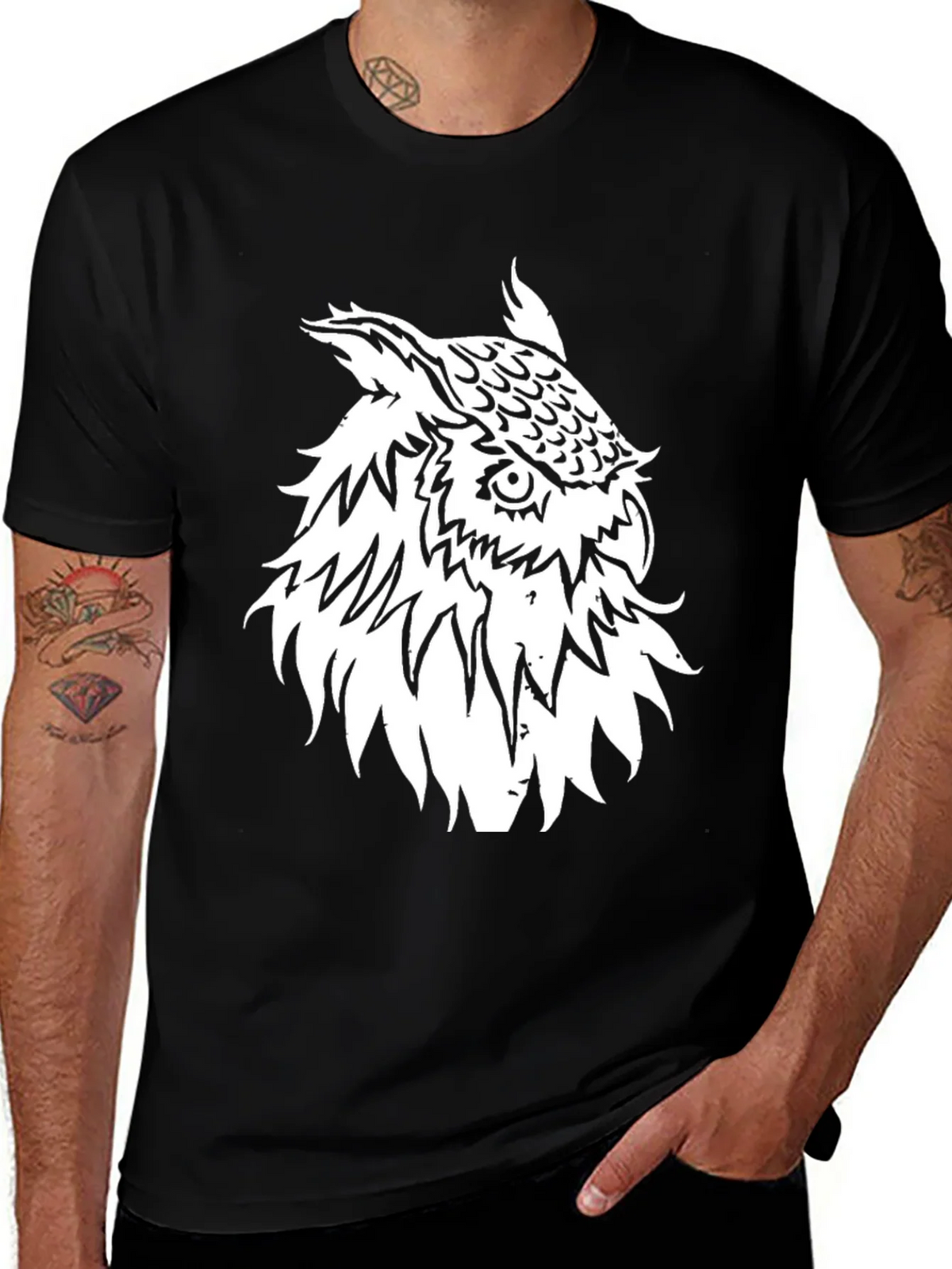Cool Owl Graphic Black T-Shirt product image 1