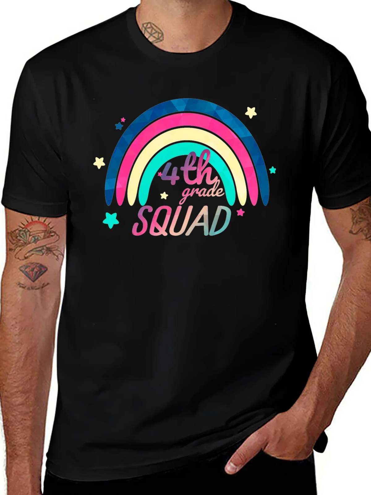 4th Grade Squad Rainbow Graphic Tee - Black product image 1