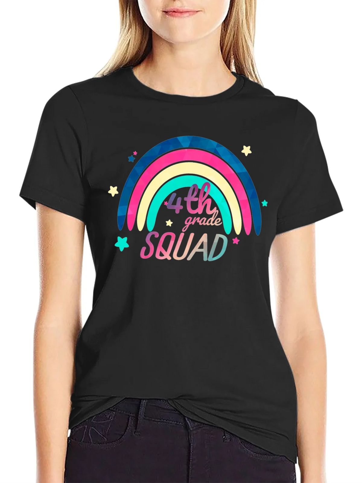 4th Grade Squad Rainbow Graphic Tee - Black product image 2