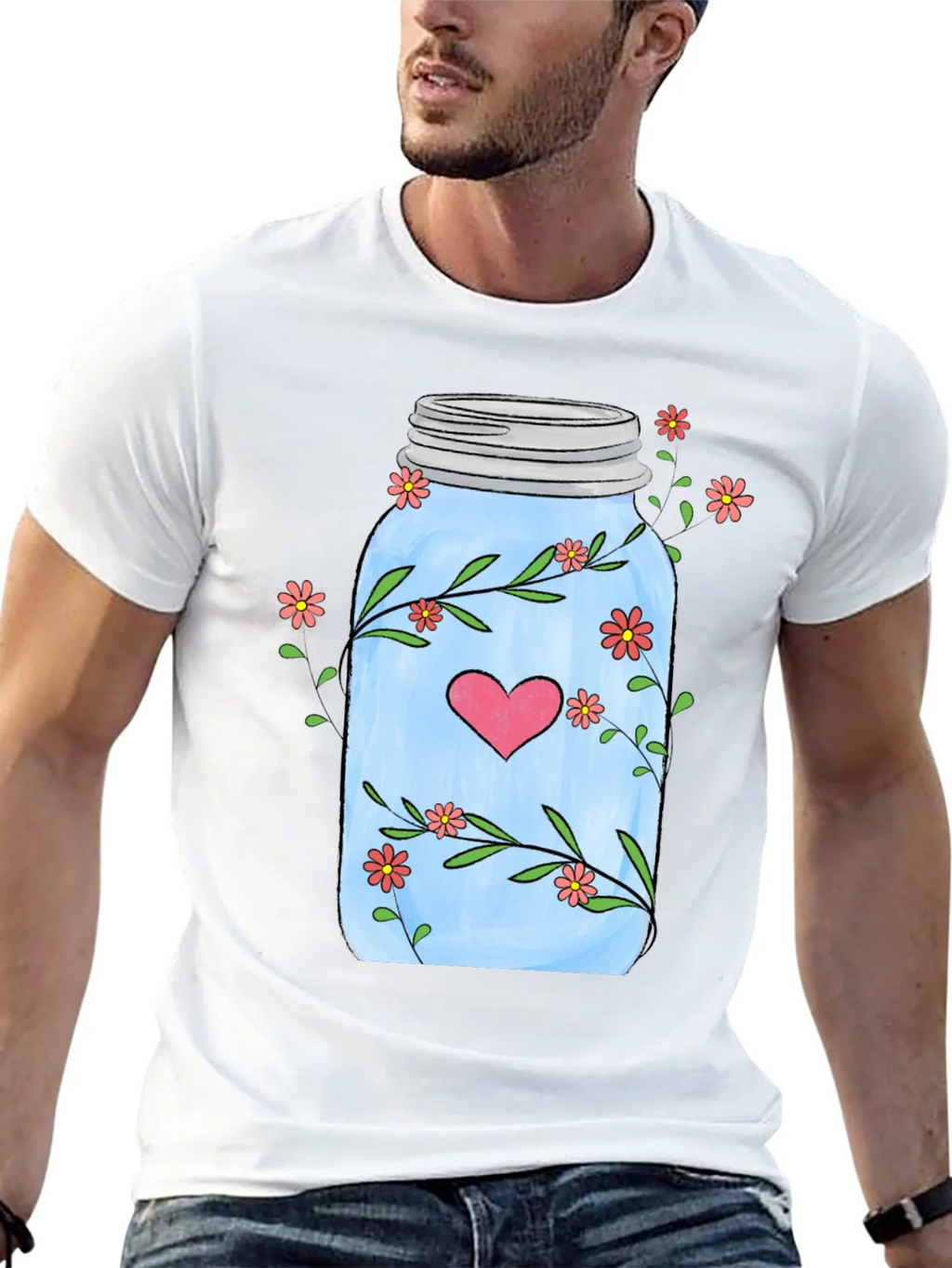 Floral Mason Jar Heart T-Shirt - Unique Design product image 12