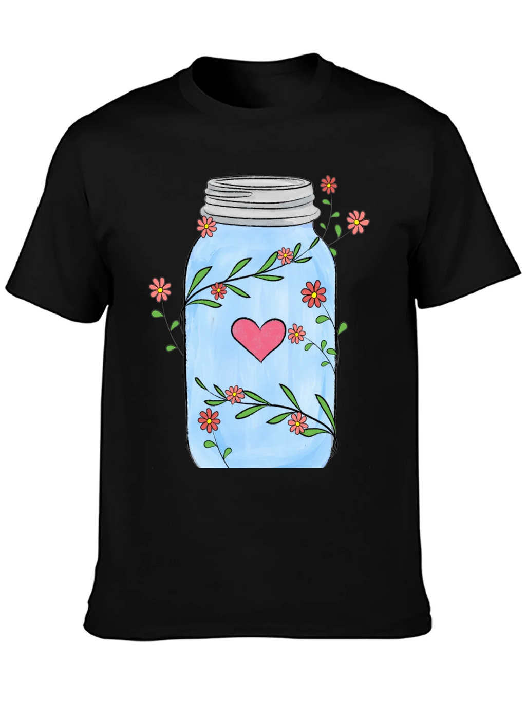 Floral Mason Jar Heart T-Shirt - Unique Design product image 3