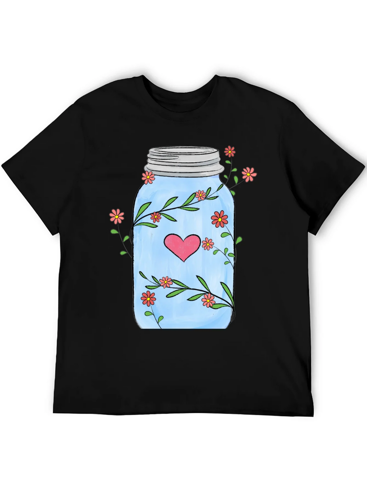 Floral Mason Jar Heart T-Shirt - Unique Design product image 5