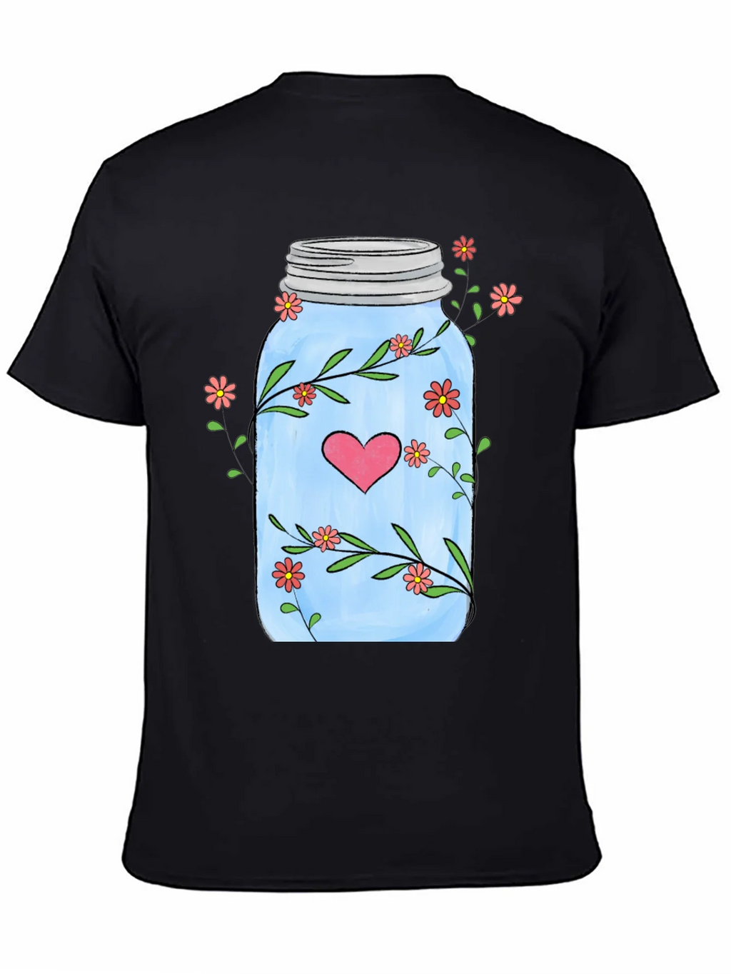 Floral Mason Jar Heart T-Shirt - Unique Design product image 4