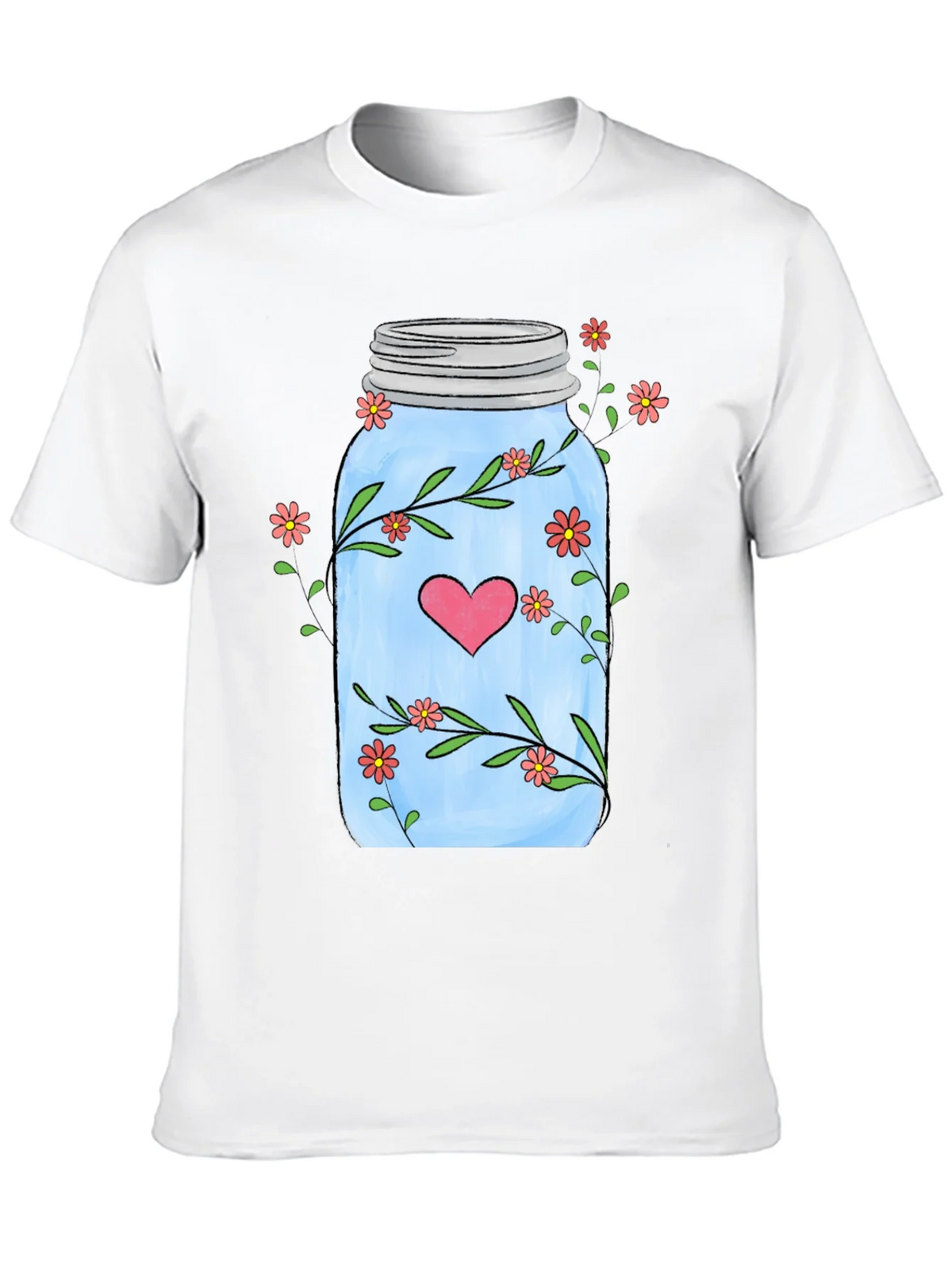 Floral Mason Jar Heart T-Shirt - Unique Design product image 9