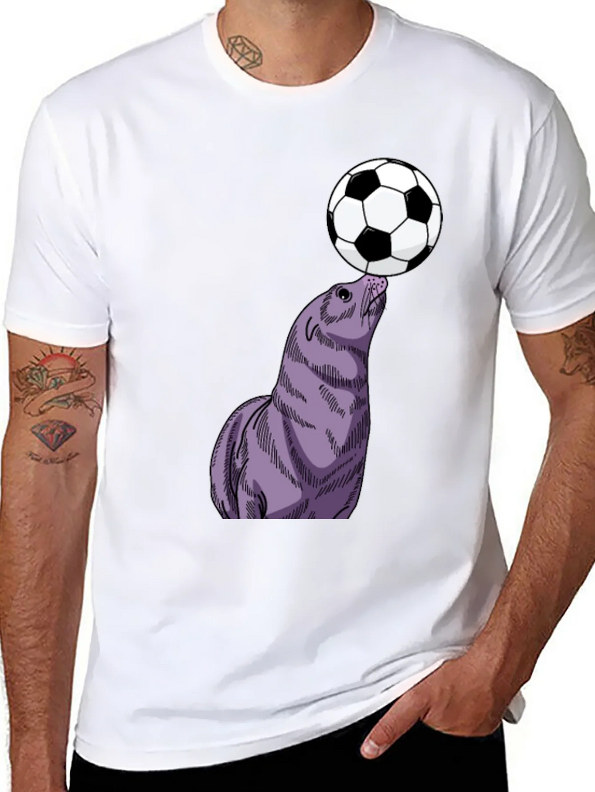 Seal Balancing Soccer Ball T-Shirt product image 7