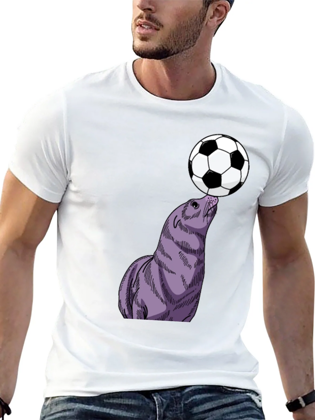 Seal Balancing Soccer Ball T-Shirt product image 12